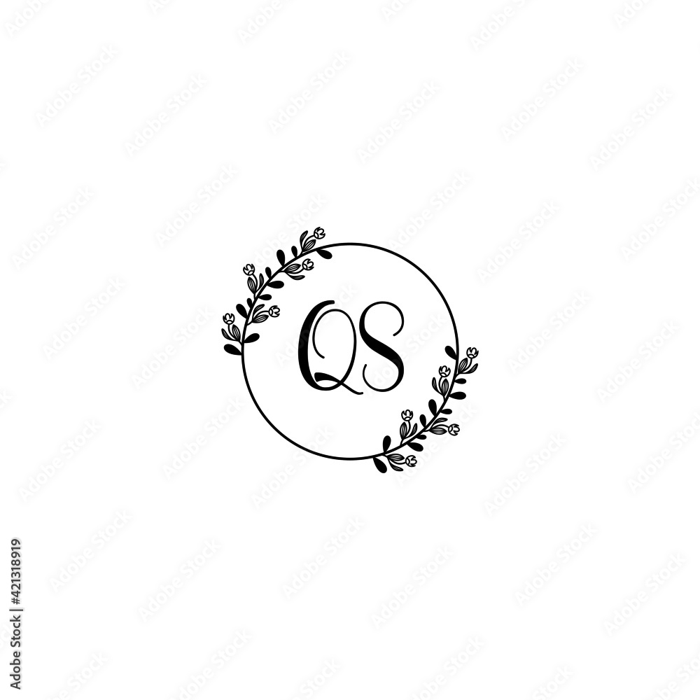 QS initial letters Wedding monogram logos, hand drawn modern minimalistic and frame floral templates QS initial letters Wedding monogram logos, hand drawn modern minimalistic and frame floral templates
