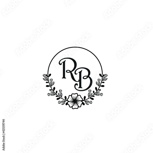 RB initial letters Wedding monogram logos, hand drawn modern minimalistic and frame floral templates