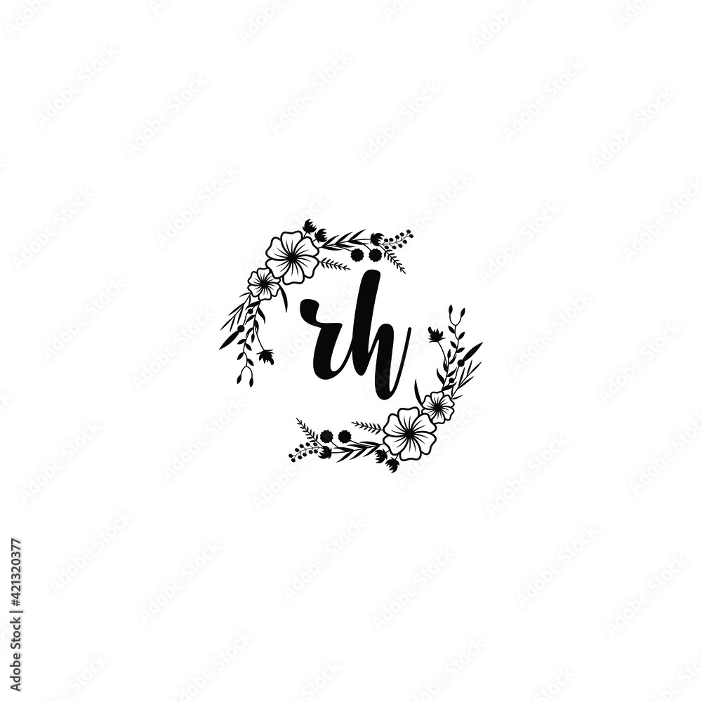 RH initial letters Wedding monogram logos, hand drawn modern minimalistic and frame floral templates RH initial letters Wedding monogram logos, hand drawn modern minimalistic and frame floral templates
