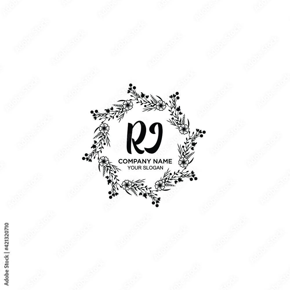 RJ initial letters Wedding monogram logos, hand drawn modern minimalistic and frame floral templates