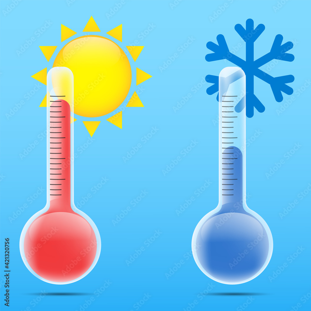 Vector drawing thermometers. Measuring instruments for air temperature Vector drawing thermometers. Measuring instruments for air temperature