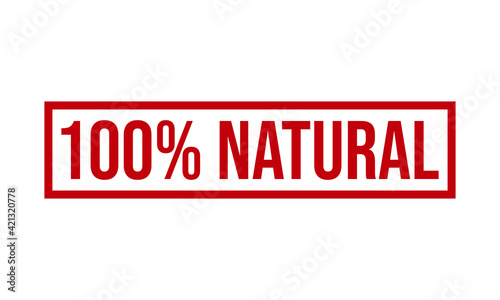 100% Natural Rubber Stamp. 100% Natural Grunge Stamp Seal Vector Illustration