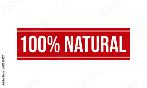 100% Natural Rubber Stamp. 100% Natural Grunge Stamp Seal Vector Illustration