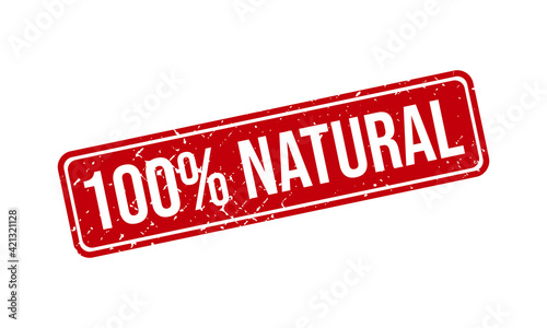 100% Natural Rubber Stamp. 100% Natural Grunge Stamp Seal Vector Illustration