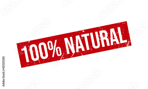 100% Natural Rubber Stamp. 100% Natural Grunge Stamp Seal Vector Illustration