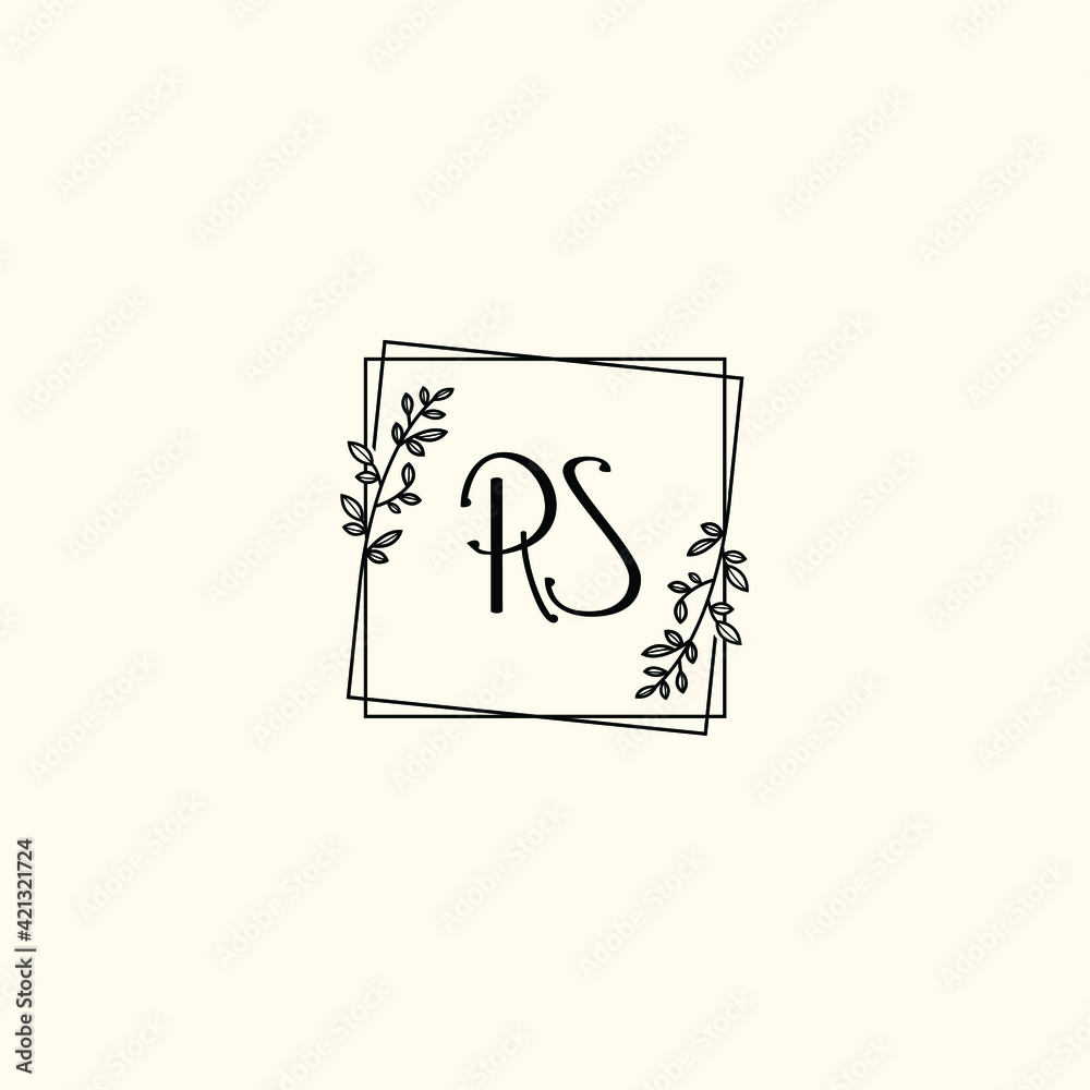 RS initial letters Wedding monogram logos, hand drawn modern minimalistic and frame floral templates