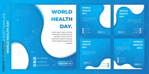 World health day design with Social media post template. set of social media post template with sporty blue design.