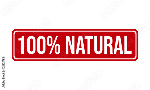 100% Natural Rubber Stamp. 100% Natural Grunge Stamp Seal Vector Illustration