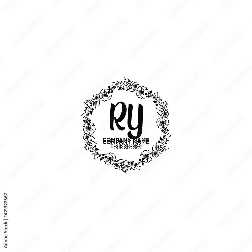 RY initial letters Wedding monogram logos, hand drawn modern minimalistic and frame floral templates RY initial letters Wedding monogram logos, hand drawn modern minimalistic and frame floral templates