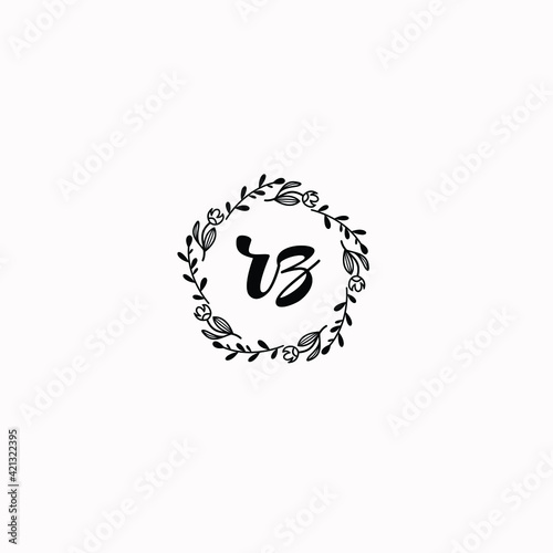 RZ initial letters Wedding monogram logos, hand drawn modern minimalistic and frame floral templates