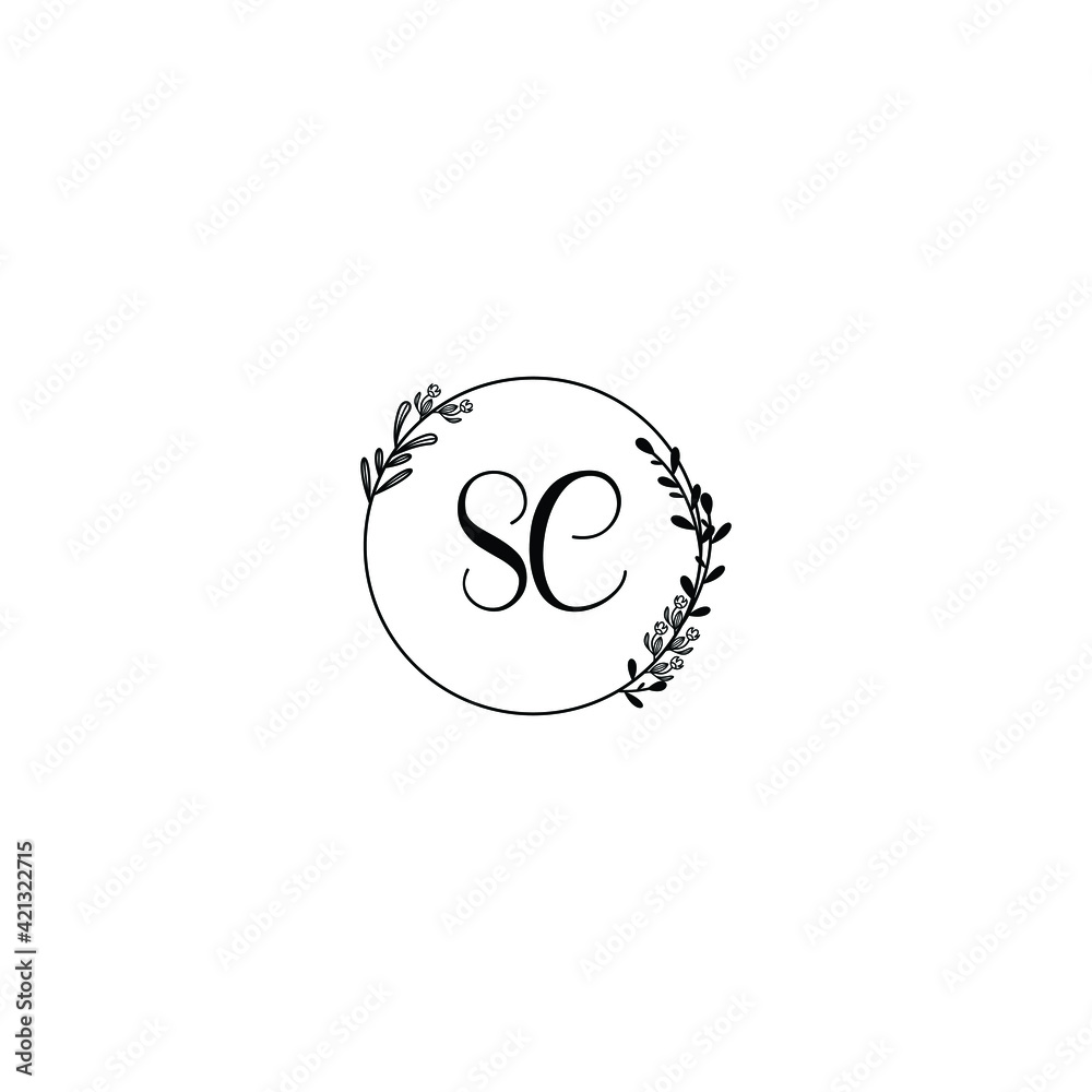 SC initial letters Wedding monogram logos, hand drawn modern minimalistic and frame floral templates SC initial letters Wedding monogram logos, hand drawn modern minimalistic and frame floral templates