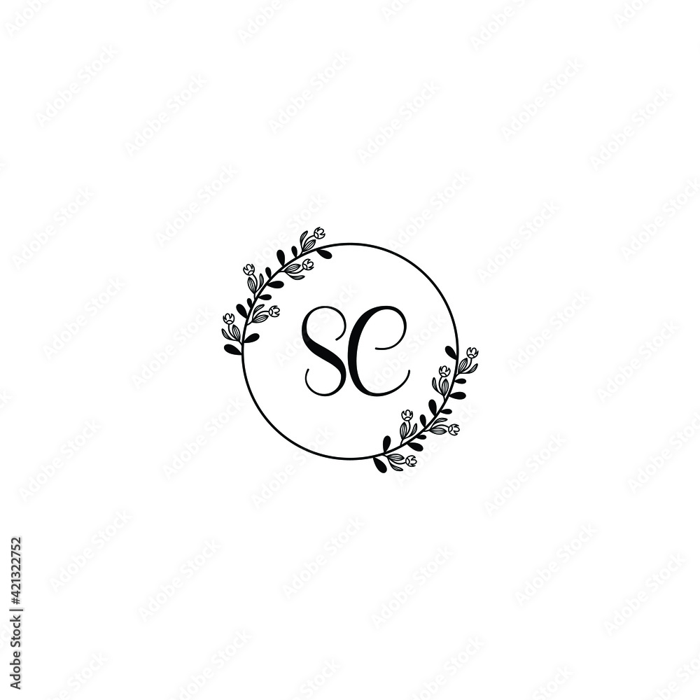 SC initial letters Wedding monogram logos, hand drawn modern minimalistic and frame floral templates SC initial letters Wedding monogram logos, hand drawn modern minimalistic and frame floral templates