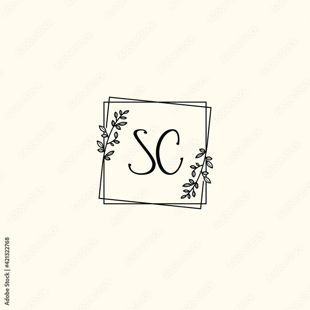 SC initial letters Wedding monogram logos, hand drawn modern minimalistic and frame floral templates SC initial letters Wedding monogram logos, hand drawn modern minimalistic and frame floral templates