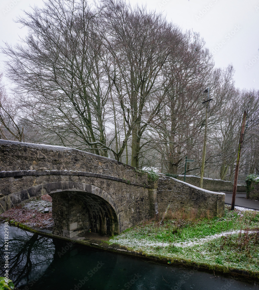 Ancient Sone Bridge at Foggy Irish Canal Ancient Sone Bridge at Foggy Irish Canal