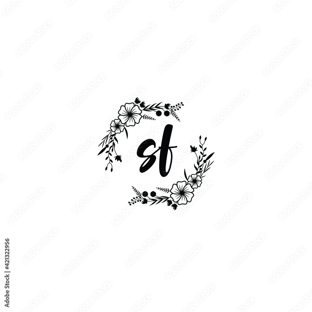 SF initial letters Wedding monogram logos, hand drawn modern minimalistic and frame floral templates SF initial letters Wedding monogram logos, hand drawn modern minimalistic and frame floral templates