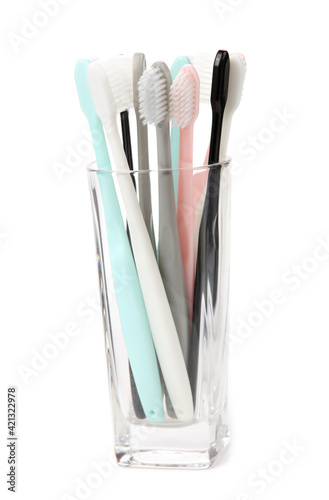 color toothbrush on white background.