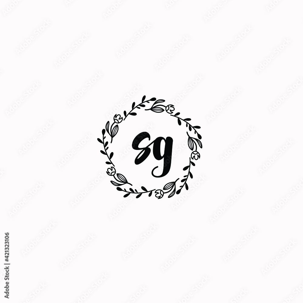 SG initial letters Wedding monogram logos, hand drawn modern minimalistic and frame floral templates SG initial letters Wedding monogram logos, hand drawn modern minimalistic and frame floral templates
