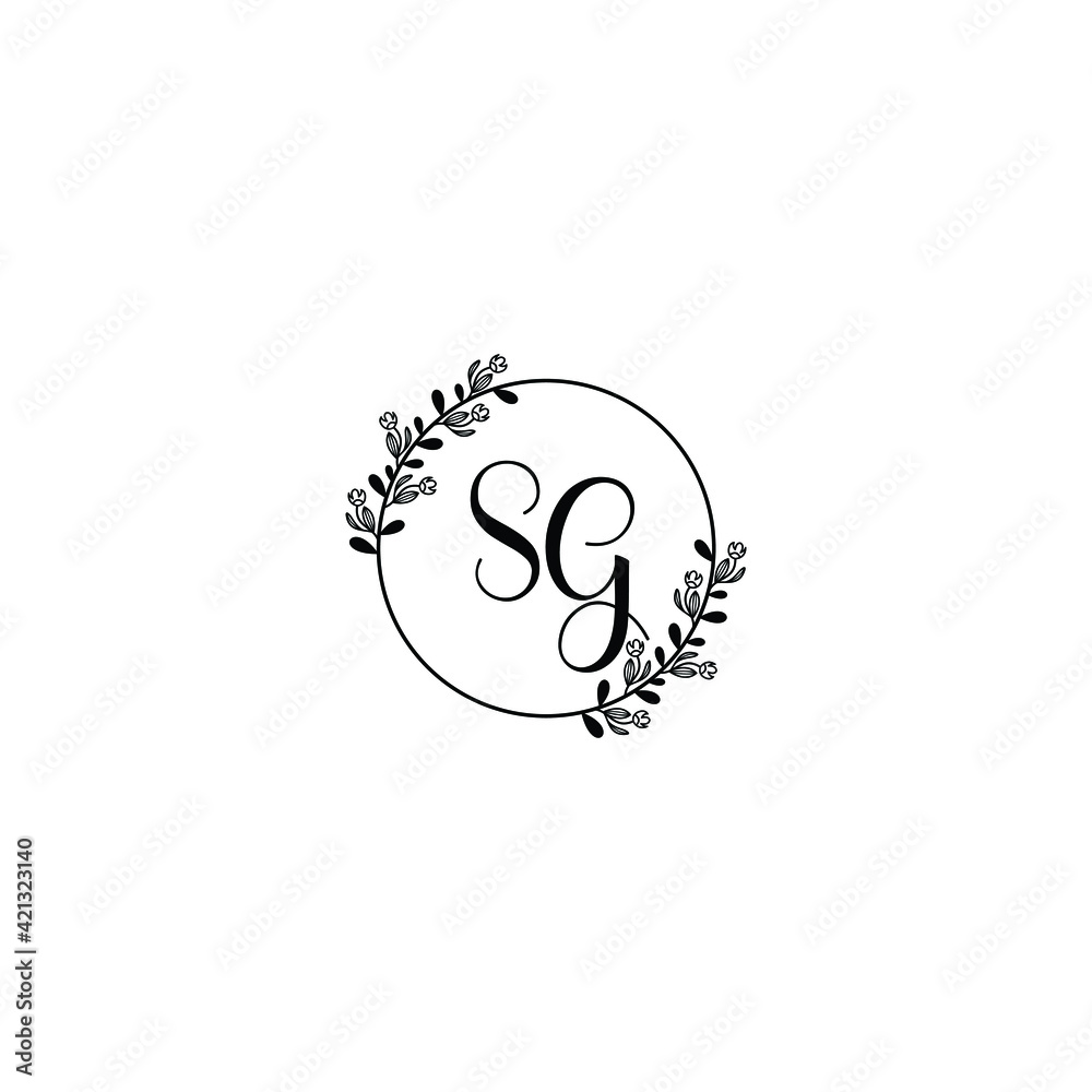 SG initial letters Wedding monogram logos, hand drawn modern minimalistic and frame floral templates SG initial letters Wedding monogram logos, hand drawn modern minimalistic and frame floral templates