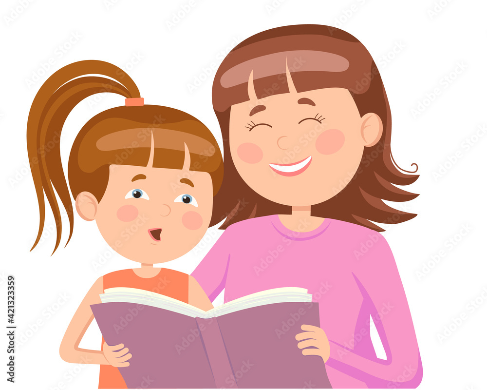 Mom spends her free time with her daughter, teaches her to read a book.
Vector illustration in a flat style.
Suitable for web design, children's books, Mother's Day greetings. Mom spends her free time with her daughter, teaches her to read a book.
Vector illustration in a flat style.
Suitable for web design, children's books, Mother's Day greetings.