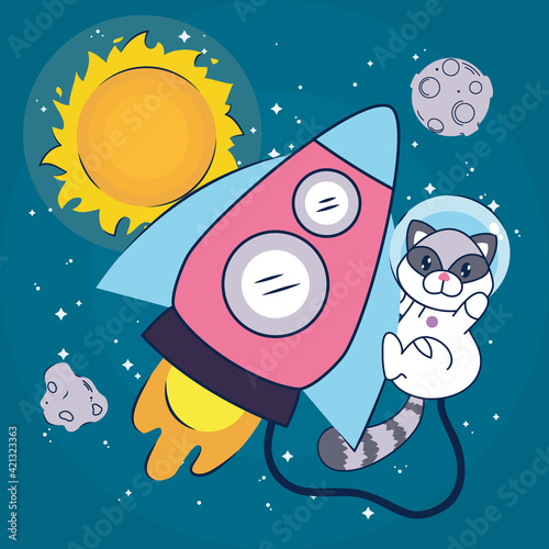 Принти на полотні space astronaut raccoon