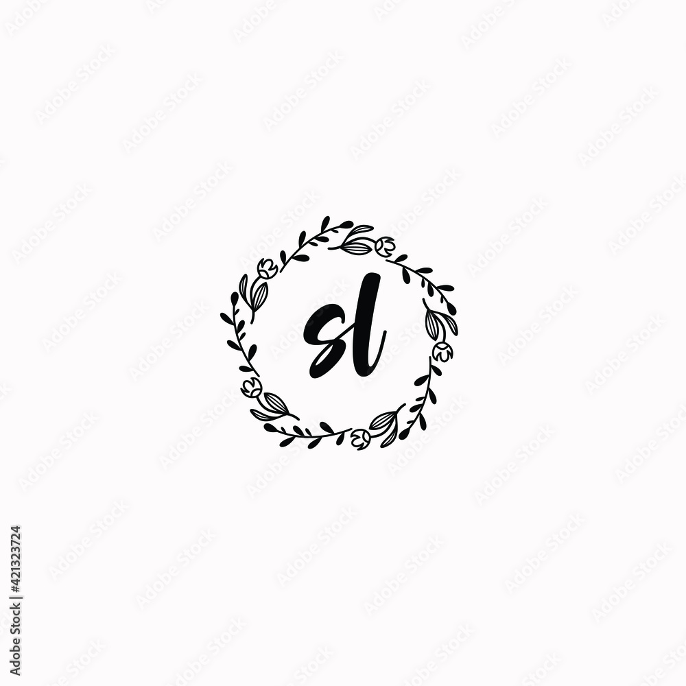 SL initial letters Wedding monogram logos, hand drawn modern minimalistic and frame floral templates SL initial letters Wedding monogram logos, hand drawn modern minimalistic and frame floral templates