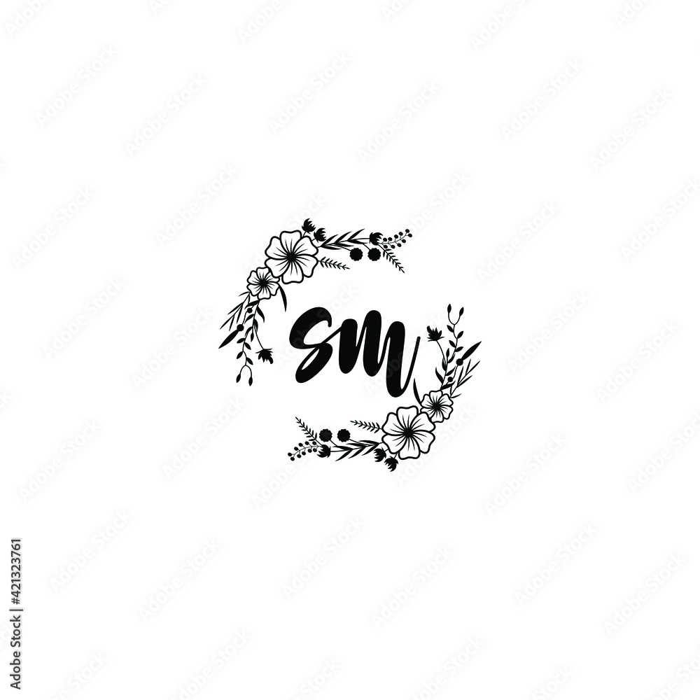 SM initial letters Wedding monogram logos, hand drawn modern minimalistic and frame floral templates SM initial letters Wedding monogram logos, hand drawn modern minimalistic and frame floral templates