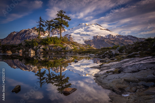 USA, Washington State. Mt Baker reflects in Park Butte Lake.