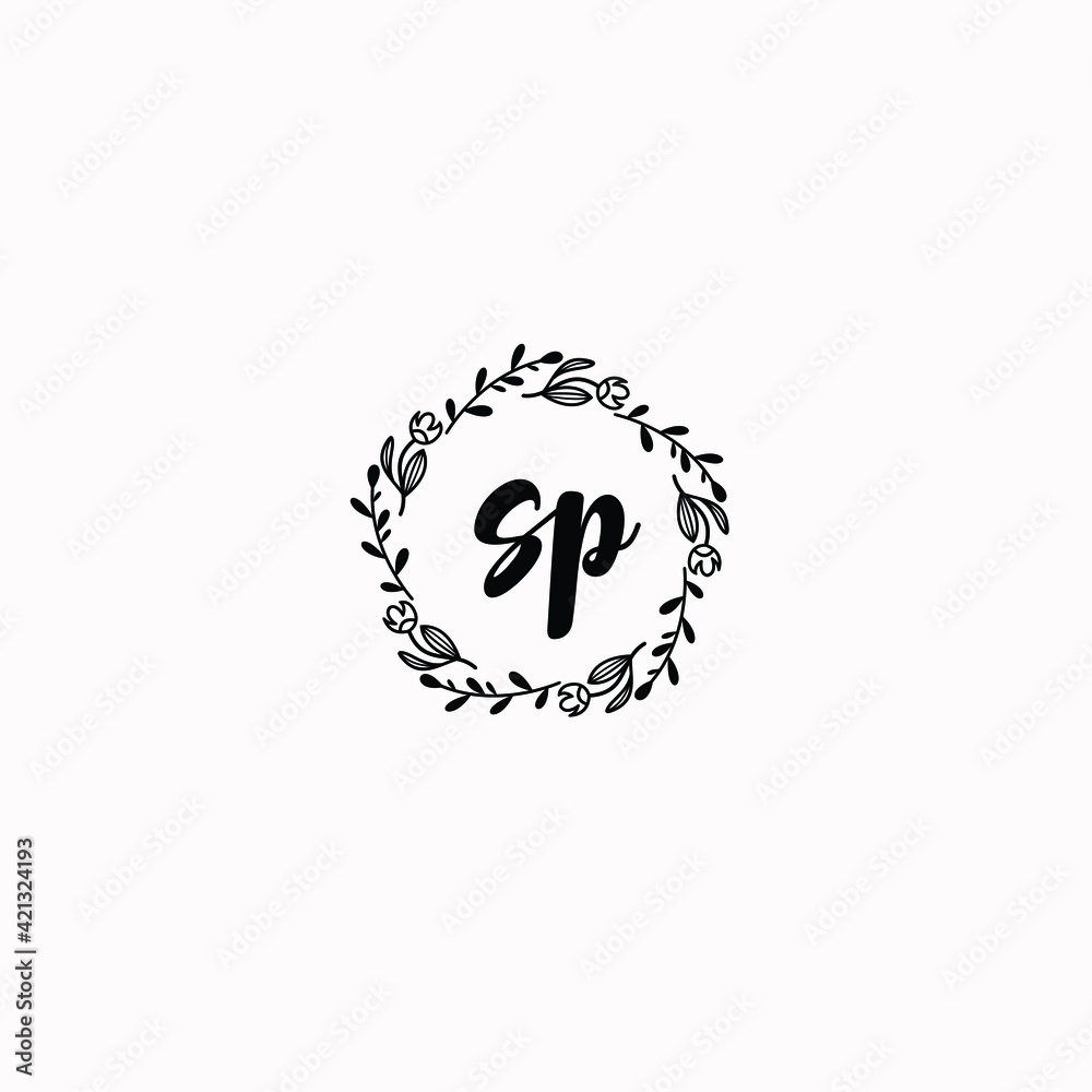 SP initial letters Wedding monogram logos, hand drawn modern minimalistic and frame floral templates SP initial letters Wedding monogram logos, hand drawn modern minimalistic and frame floral templates