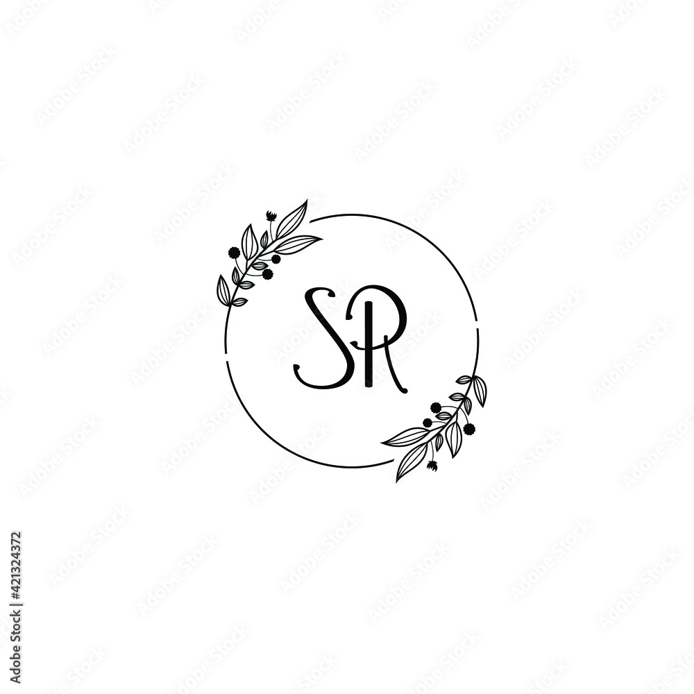 SR initial letters Wedding monogram logos, hand drawn modern minimalistic and frame floral templates SR initial letters Wedding monogram logos, hand drawn modern minimalistic and frame floral templates