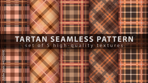 Set classic tartan seamless pattern. 