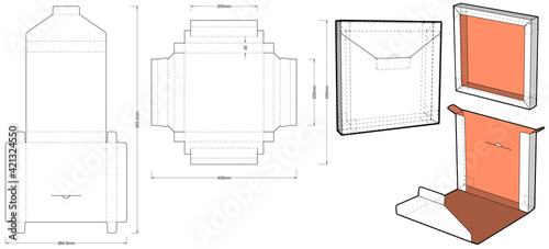 Folding Box and Die-cut Pattern. Ease of assembly, no need for glue (Internal measurement 20x20x3cm). The .eps file is full scale and fully functional. Prepared for real cardboard production.