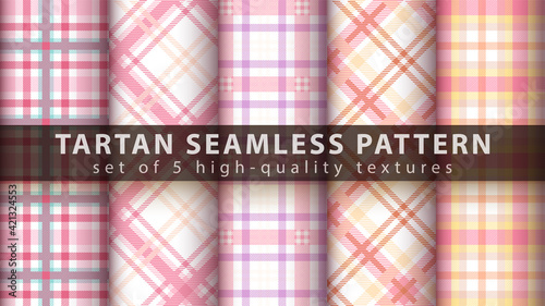 Set classic tartan seamless pattern. 