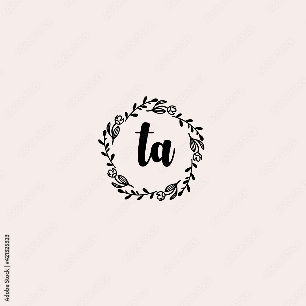 TA initial letters Wedding monogram logos, hand drawn modern minimalistic and frame floral templates TA initial letters Wedding monogram logos, hand drawn modern minimalistic and frame floral templates