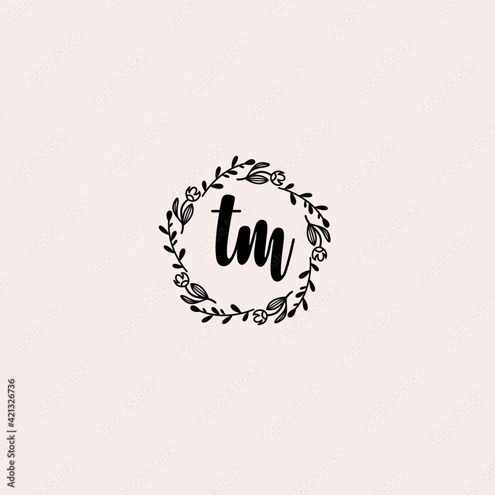 TM initial letters Wedding monogram logos, hand drawn modern minimalistic and frame floral templates TM initial letters Wedding monogram logos, hand drawn modern minimalistic and frame floral templates