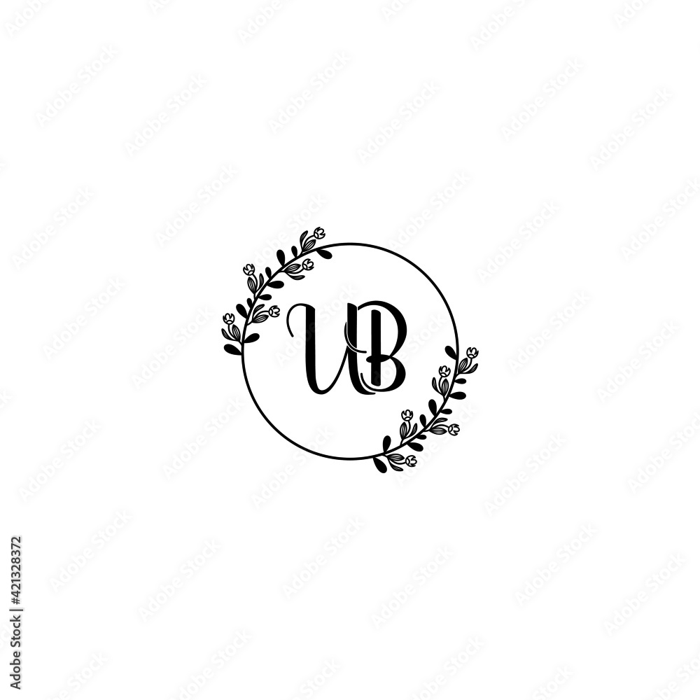 UB initial letters Wedding monogram logos, hand drawn modern minimalistic and frame floral templates UB initial letters Wedding monogram logos, hand drawn modern minimalistic and frame floral templates