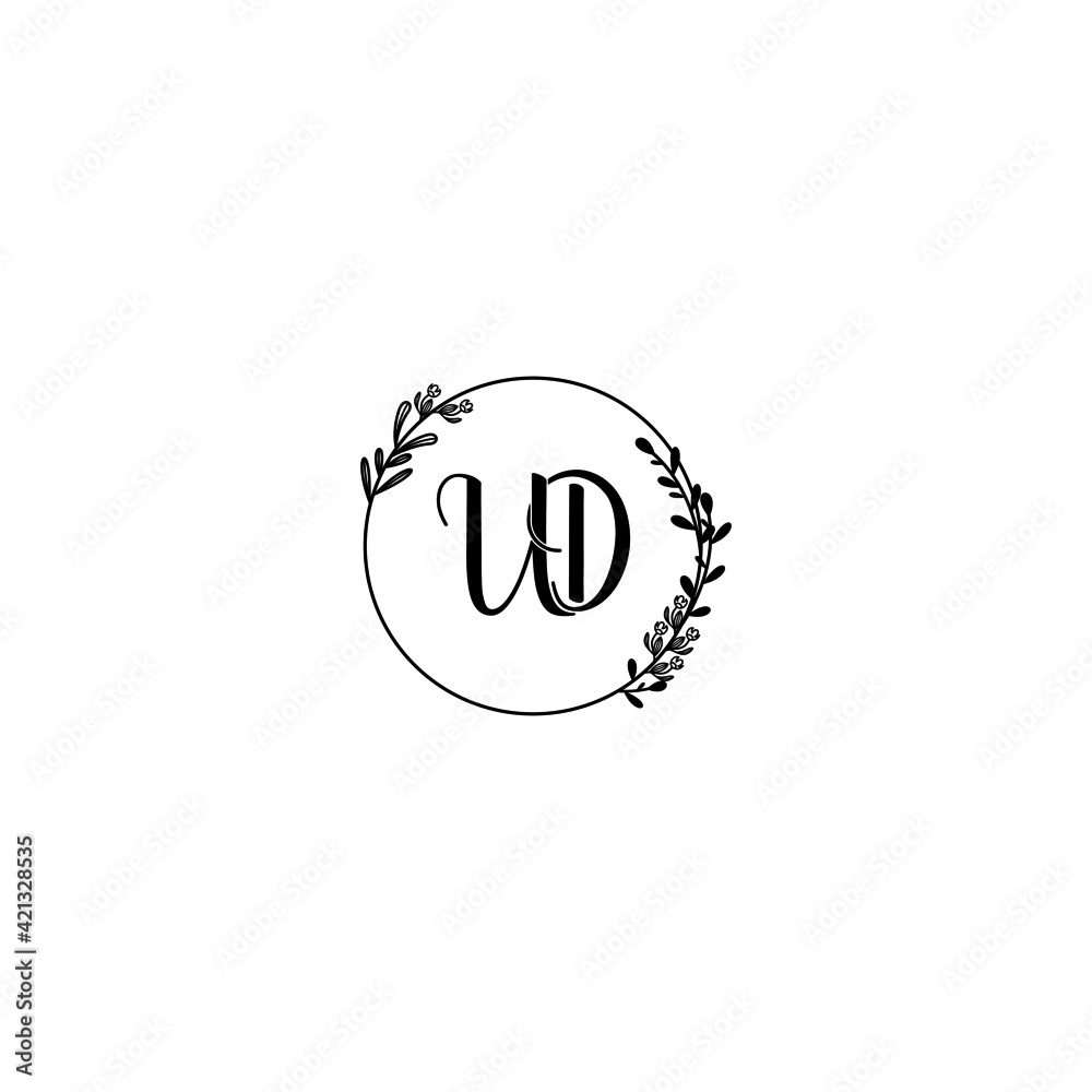 UD initial letters Wedding monogram logos, hand drawn modern minimalistic and frame floral templates UD initial letters Wedding monogram logos, hand drawn modern minimalistic and frame floral templates