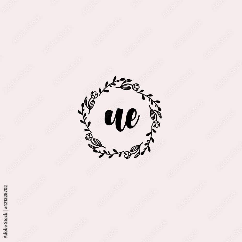 UE initial letters Wedding monogram logos, hand drawn modern minimalistic and frame floral templates UE initial letters Wedding monogram logos, hand drawn modern minimalistic and frame floral templates