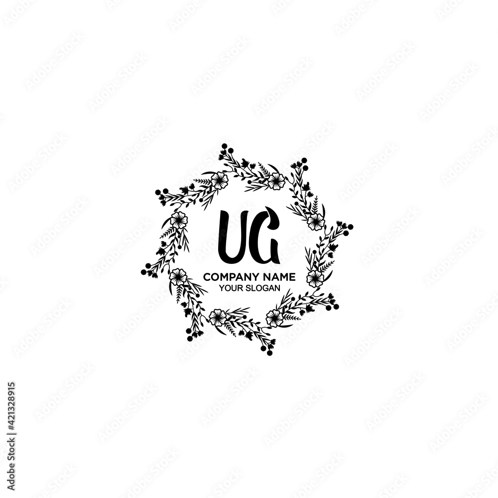 UG initial letters Wedding monogram logos, hand drawn modern minimalistic and frame floral templates UG initial letters Wedding monogram logos, hand drawn modern minimalistic and frame floral templates