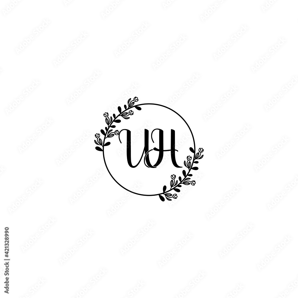 UH initial letters Wedding monogram logos, hand drawn modern minimalistic and frame floral templates UH initial letters Wedding monogram logos, hand drawn modern minimalistic and frame floral templates