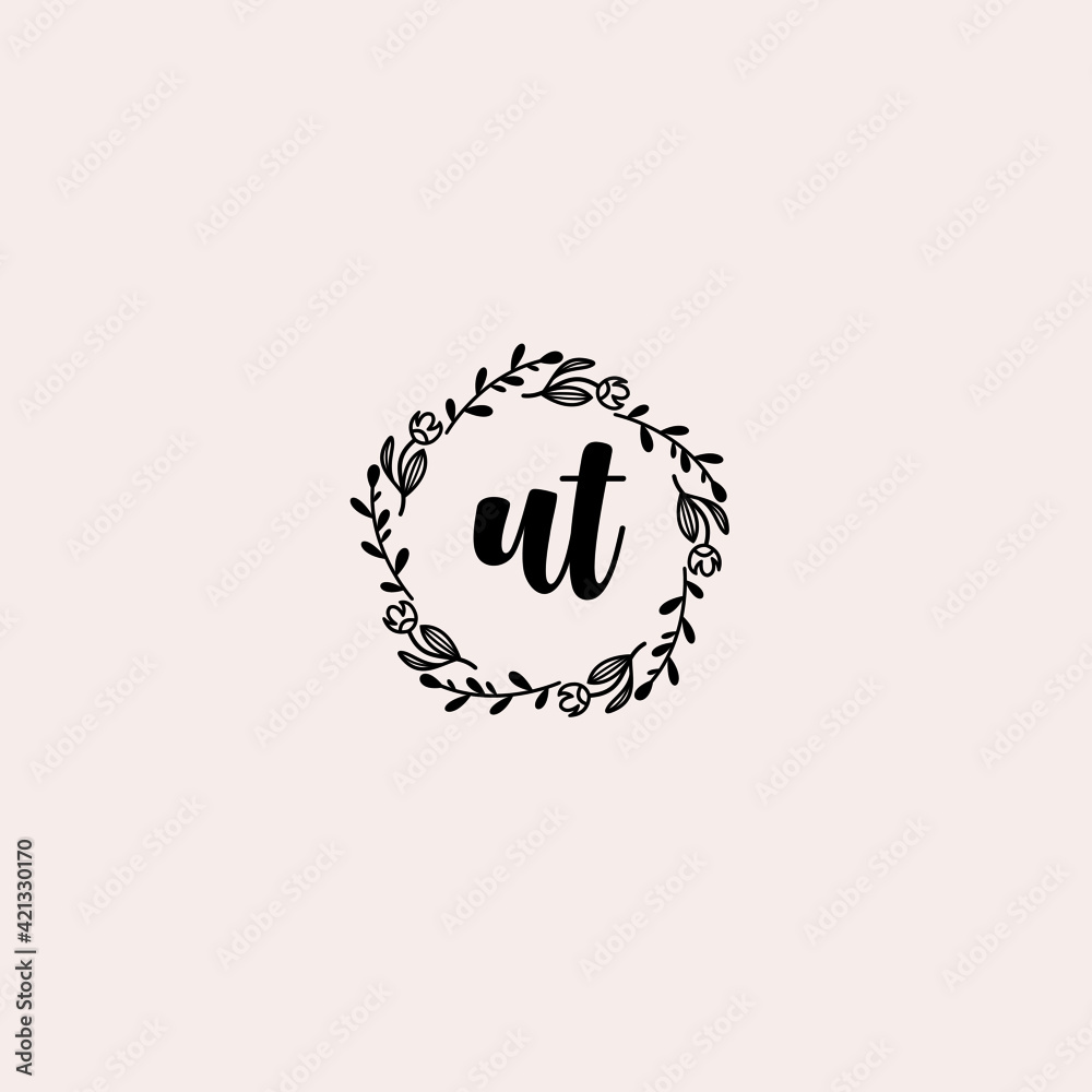 UT initial letters Wedding monogram logos, hand drawn modern minimalistic and frame floral templates UT initial letters Wedding monogram logos, hand drawn modern minimalistic and frame floral templates