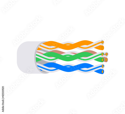 Twisted pair cable. Vector illustration.
