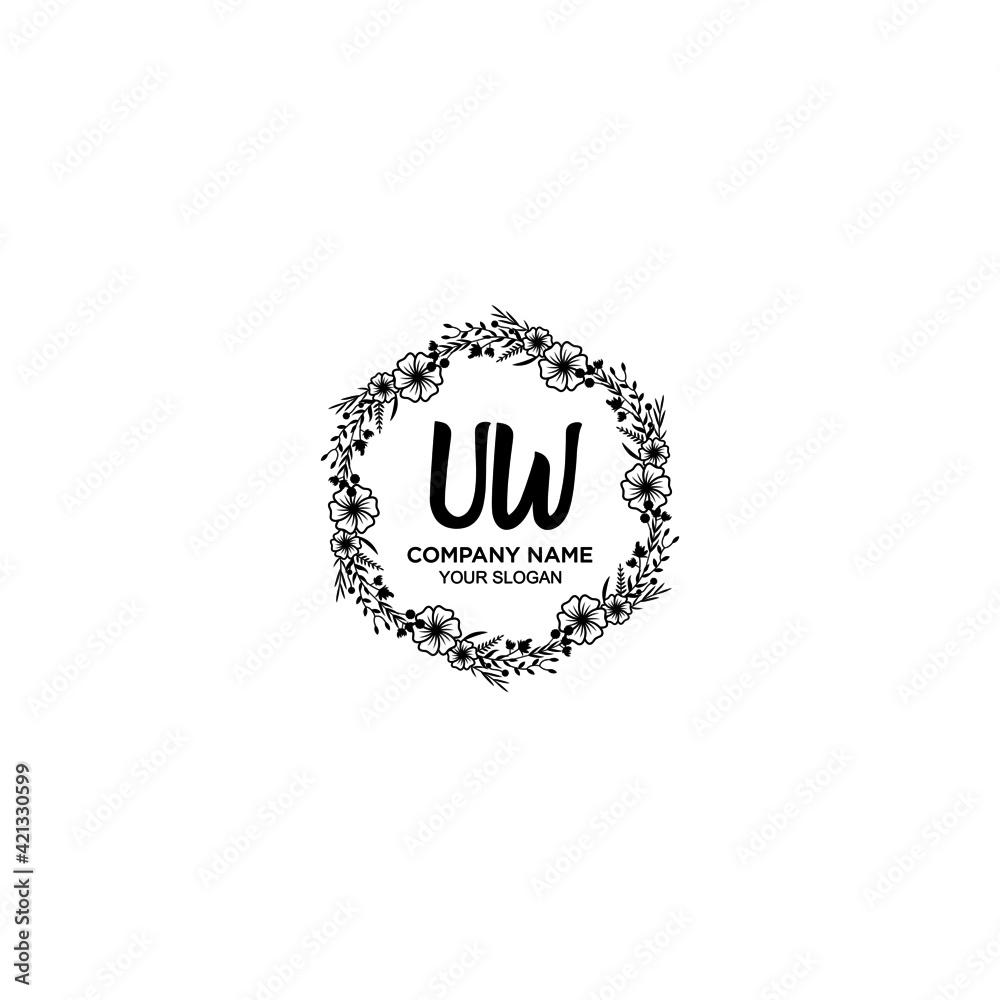 UW initial letters Wedding monogram logos, hand drawn modern minimalistic and frame floral templates UW initial letters Wedding monogram logos, hand drawn modern minimalistic and frame floral templates