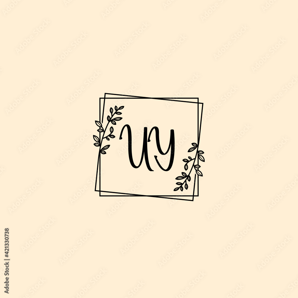UY initial letters Wedding monogram logos, hand drawn modern minimalistic and frame floral templates UY initial letters Wedding monogram logos, hand drawn modern minimalistic and frame floral templates