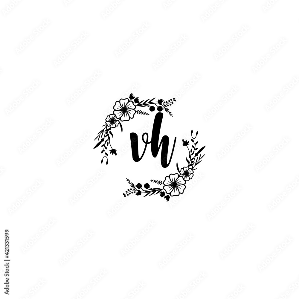 VH initial letters Wedding monogram logos, hand drawn modern minimalistic and frame floral templates VH initial letters Wedding monogram logos, hand drawn modern minimalistic and frame floral templates