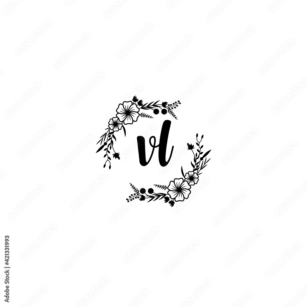 VL initial letters Wedding monogram logos, hand drawn modern minimalistic and frame floral templates VL initial letters Wedding monogram logos, hand drawn modern minimalistic and frame floral templates