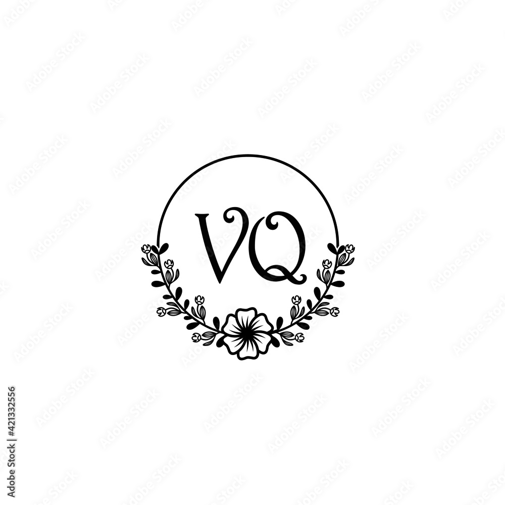 VQ initial letters Wedding monogram logos, hand drawn modern minimalistic and frame floral templates VQ initial letters Wedding monogram logos, hand drawn modern minimalistic and frame floral templates