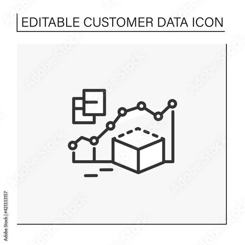 Predictive modeling line icon. Process that uses data and statistics to predict outcomes with data models. Customer data concept.Isolated vector illustration.Editable stroke