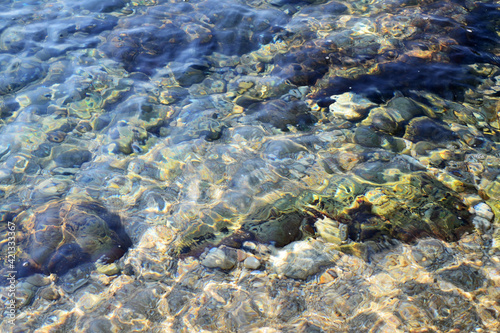 Stones under the water, aegean sea.