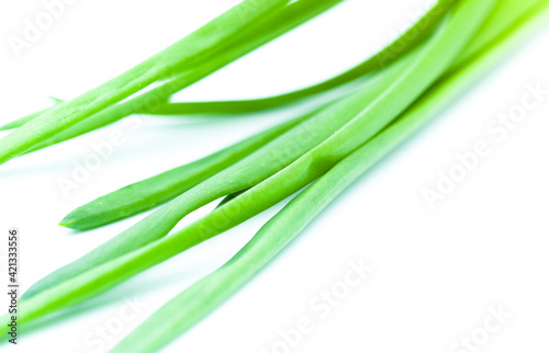 Fresh green chives isolated on a white background

