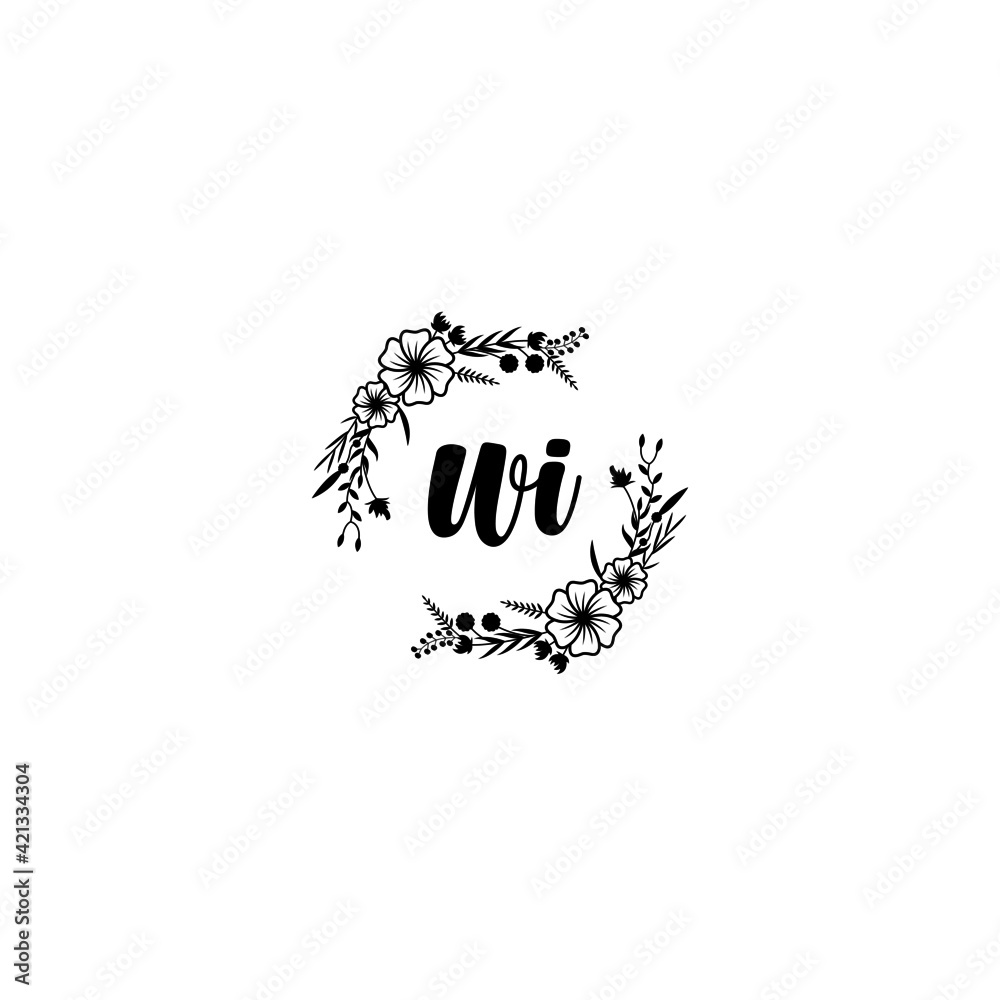 WI initial letters Wedding monogram logos, hand drawn modern minimalistic and frame floral templates WI initial letters Wedding monogram logos, hand drawn modern minimalistic and frame floral templates